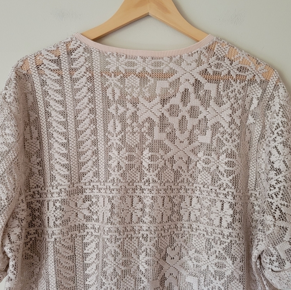 ASOS Oversized Lace Neutral Beige Boxy Fit T-Shirt Size S/M - Picture 4 of 9